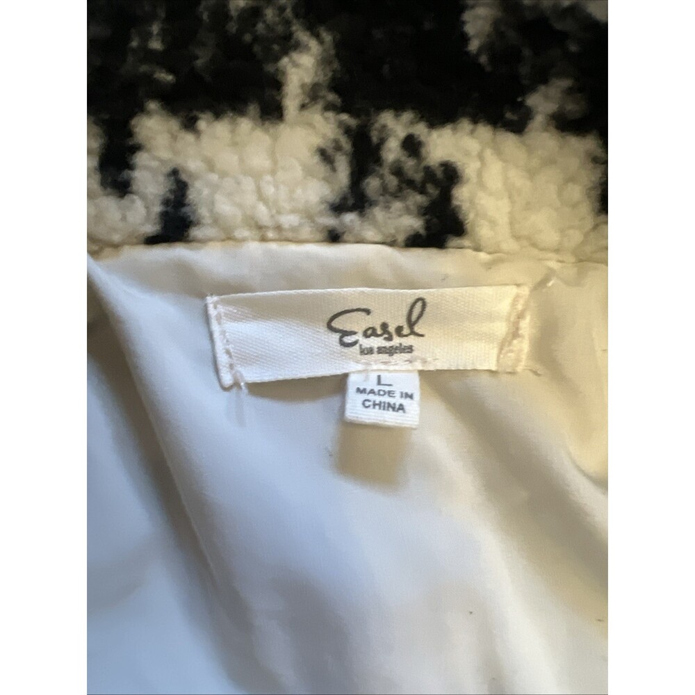 EASEL Ivory Black Checkerboard Jacket Women’s Large Gingham Casual Travel - Picture 3 of 9